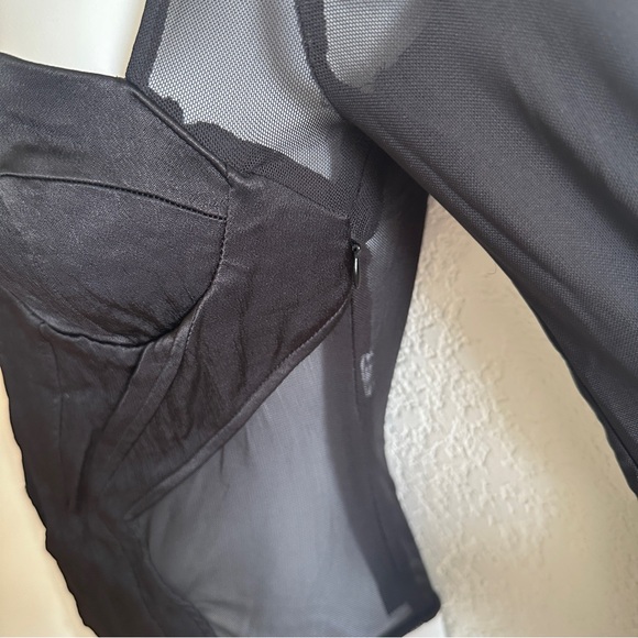 Zara Women’s Black Mesh Sheer Cutout Long Sleeve Bodysuit - Picture 4 of 8